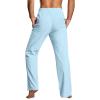 Linen Pants Men Big Tall Casual Cotton Yoga Pants with Pockets Drawstring Elastic Waist Straight-Leg Lightweight Pants Loose Soft Breathable Summer Beach Pants Trousers (A4-Light Blue,3X-Large) view 3