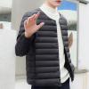 SWJGLITTR Men's Down Jacket Male Lightweight Puffer Winter Collarless Jacket Man Warm Inner Down Jacket Liner (Medium,Black) view 2