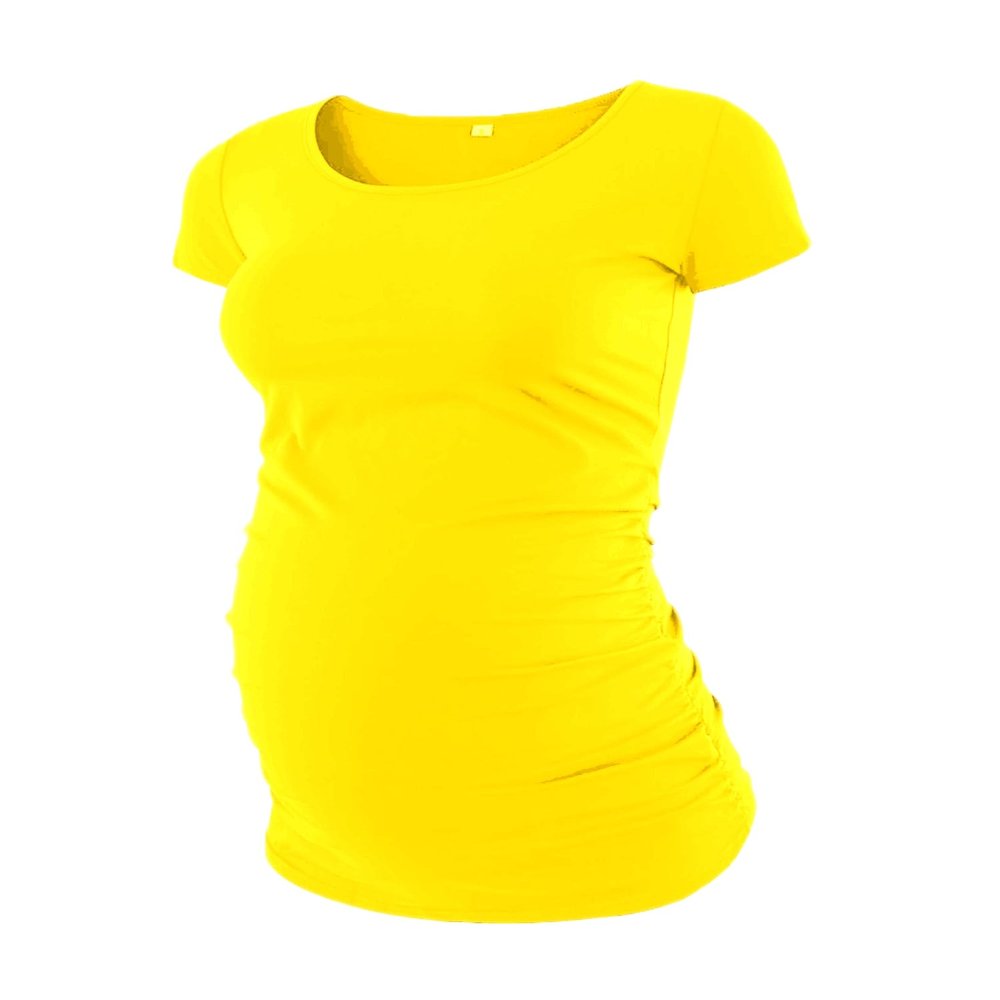 Decrum Maternity T Shirts - Side Ruched Womens Pregnancy Tees [40022371] | Plain Yellow, XS