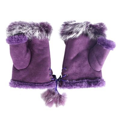 ECYC Women Winter Fingerless Gloves, Faux Fur Hand Wrist Warmer Gloves Cold Weather Warmer Mitten for Women