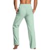 Linen Pants Men Summer Wedding Casual Cotton Yoga Pants with Pockets Drawstring Elastic Waist Straight-Leg Lightweight Pants Loose Summer Beach Pants Regular Fit (A4-Green,X-Large) view 3