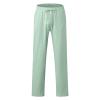 Linen Pants Men Summer Wedding Casual Cotton Yoga Pants with Pockets Drawstring Elastic Waist Straight-Leg Lightweight Pants Loose Summer Beach Pants Regular Fit (A4-Green,X-Large) view 4