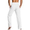 Linen Pants Men Big Tall Casual Cotton Yoga Pants with Pockets Drawstring Elastic Waist Straight-Leg Lightweight Pants Slim Flat-Front Stretch Chino Pant Loose Summer Beach Trousers (A4-White,Large) view 3