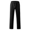 Linen Pants Men Big Tall Casual Cotton Yoga Pants with Pockets Drawstring Elastic Waist Straight-Leg Lightweight Pants Relaxed Fit Loose Summer Beach Pants Trousers (A3-Black,XX-Large) view 4