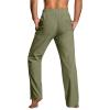 Linen Pants Men Big Tall Casual Cotton Yoga Pants with Pockets Drawstring Elastic Waist Straight-Leg Lightweight Pants Loose Soft Breathable Summer Beach Pants Trousers (A3-Army Green,3X-Large) view 3