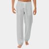 Linen Pants Men Big Tall Casual Cotton Yoga Pants with Pockets Drawstring Elastic Waist Straight-Leg Lightweight Pants Relaxed Fit Loose Summer Beach Pants Trousers (A1-Grey,Medium) view 2