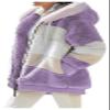 2024 New Rcontrasting Lamb Wool Padded Coat Sherpa Hoodie Lined Jacket Women Faux Fur Shearling Fleece Zip Shacket (US, Alpha, XX-Large, Regular, Regular, Purple) view 1