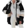 2024 New Rcontrasting Lamb Wool Padded Coat Sherpa Hoodie Lined Jacket Women Faux Fur Shearling Fleece Zip Shacket (US, Alpha, Small, Regular, Regular, Black) view 1