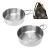 belupai 2PCS Stainless Steel Camping Bowl, Portable Mini Folding Mug Bowls Mountaineering Picnic Cookware, Round Rice Bowl Wine Cup with Handle for Camping Cookware Mess Kit