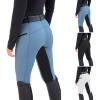 ERTUPE Women's Horse Riding Pants with Zipper Pockets Knee-Patch Schooling Tights Equestrian Breeches Blue