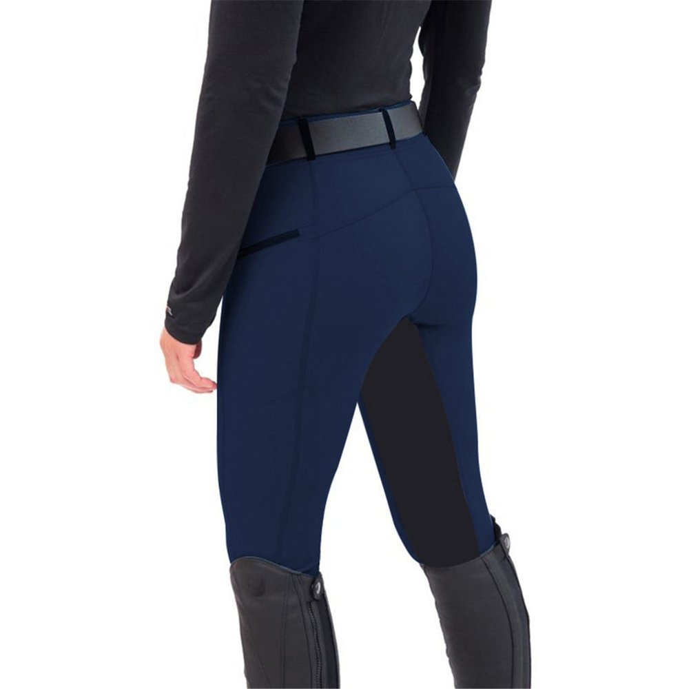ERTUPE Womens Horse Riding Pants - Full Seat Silicone Breeches Equestrian Horseback Riding Tights Sports Exercise Trousers Navy