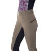 ERTUPE Women's Horse Riding Pants with Zipper Pockets Knee-Patch Schooling Tights Equestrian Breeches Coffee view 2