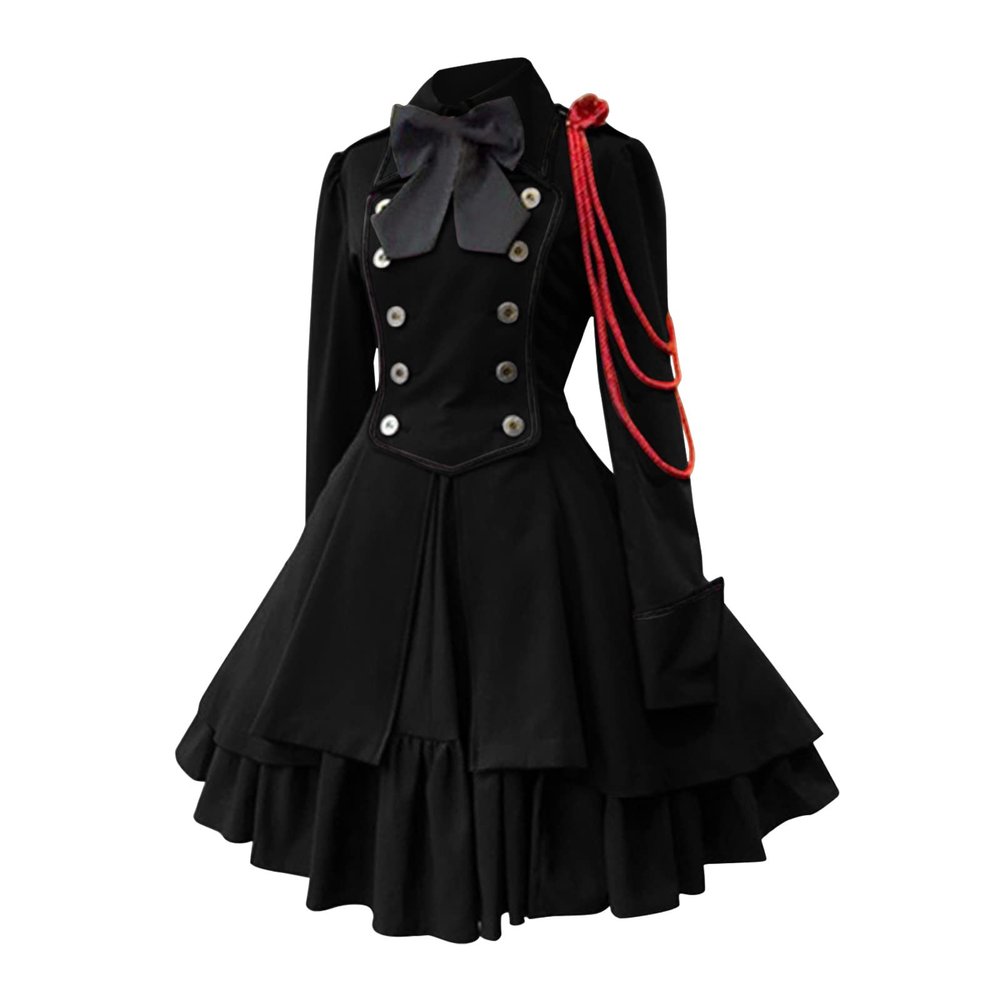 BCDlily Renaissance Gothic Tailcoat Halloween Costumes for Women, Medieval Steampunk Corset Victorian Tailcoat Jacket (T01-5-Black, S)