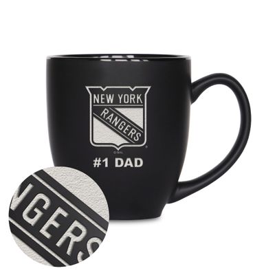 Rico Industries NHL Hockey New York Rangers #1 Dad 15oz Laser Engraved Matte Black Ceramic Bistro Mug - for Hot or Cold Drinks