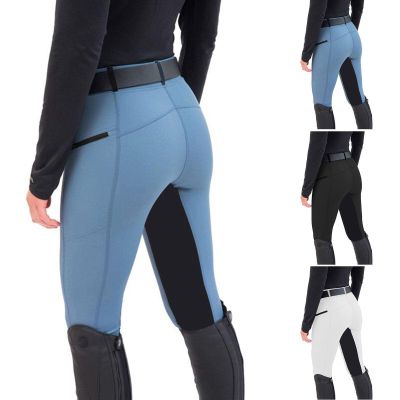 ERTUPE Womens Equestrian Pants Horse Riding Breeches Exercise High Waist Sports Leggings Workout Gym Yoga Blue