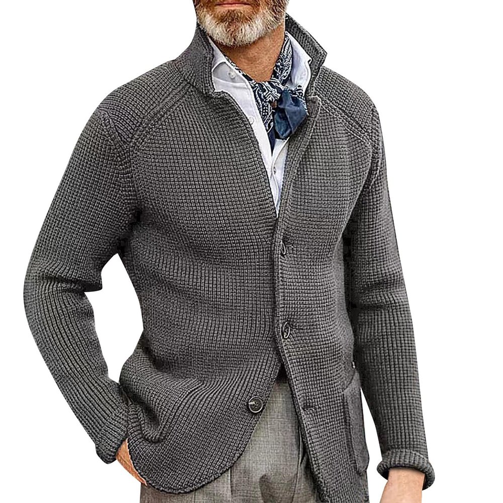 xoxingysm Men V Neck Dress Sweater Reindeer Snowflake Shawl Collar Knitted Cardigan Sweater Slim Fit Casual Knitted Sweater with 2 Front Pockets(Grey,XX-Large)