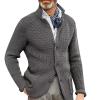 xoxingysm Men V Neck Dress Sweater Reindeer Snowflake Shawl Collar Knitted Cardigan Sweater Slim Fit Casual Knitted Sweater with 2 Front Pockets(Grey,XX-Large) view 1