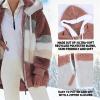 2024 New Rcontrasting Lamb Wool Padded Coat Sherpa Hoodie Lined Jacket Women Faux Fur Shearling Fleece Zip Shacket (US, Alpha, 4X-Large, Regular, Regular, Caramel) view 2