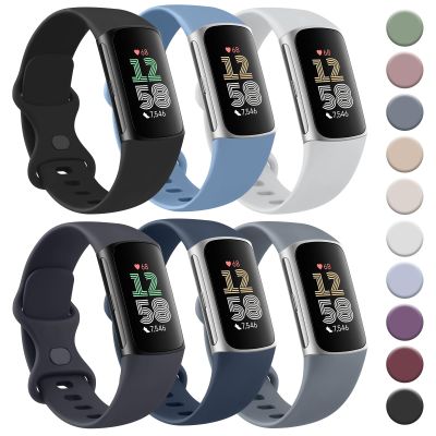 Tobfit 6 PACK Sport Bands Compatible with Fitbit Charge 6 / Fitbit Charge 5 Bands for Women Men, Soft Silicone Waterproof Straps Replacement Wristbands Compatible for Fitbit Charge 5 / Charge 6