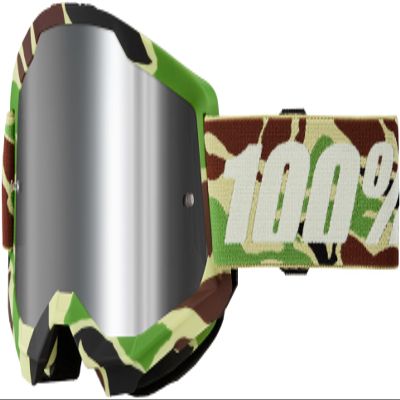 100% Strata 2 Moto/MTB Goggle - War Camo; Mirror Silver