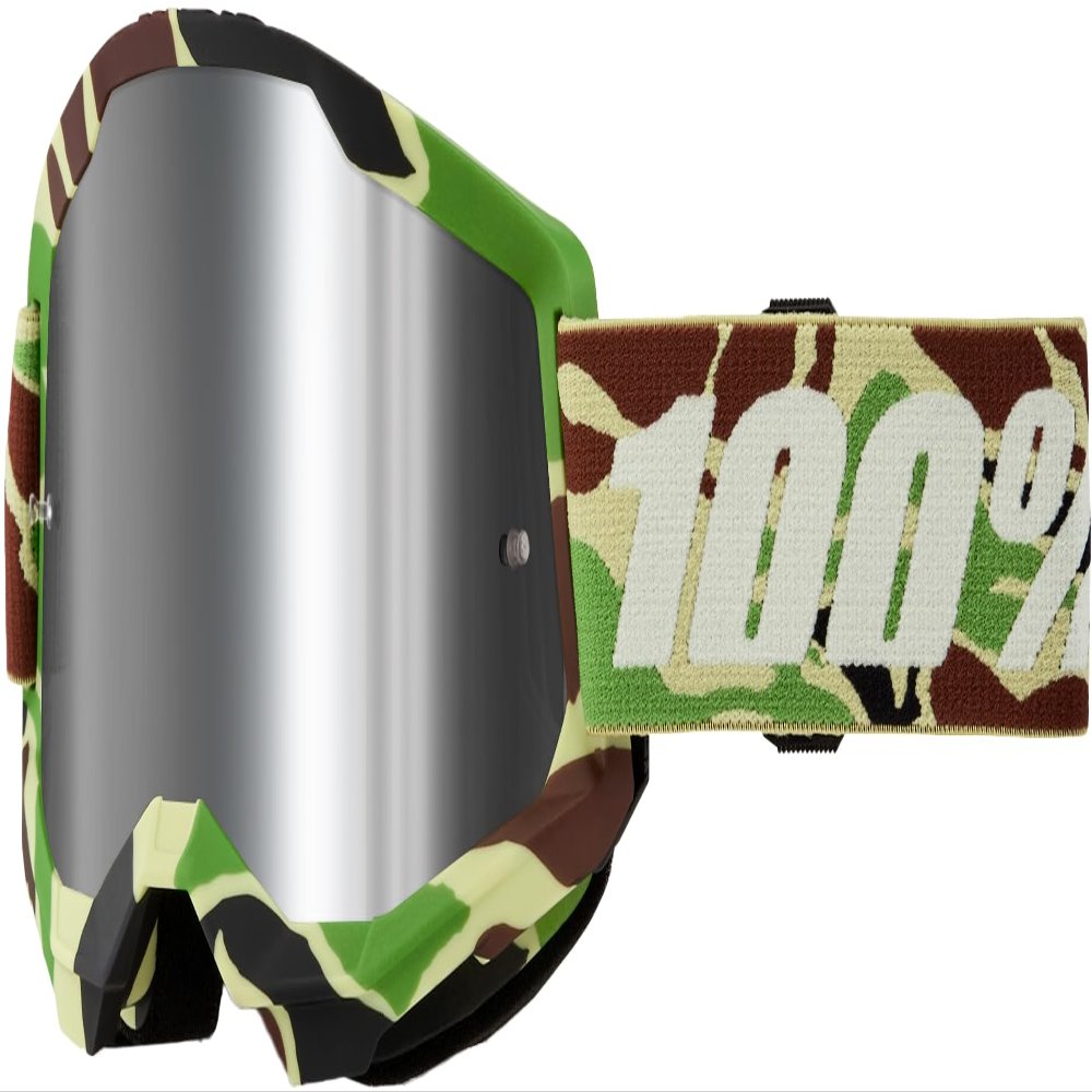 100% Strata 2 Moto/MTB Goggle - War Camo; Mirror Silver