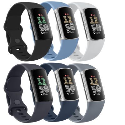 Tobfit 6 PACK Sport Bands Compatible with Fitbit Charge 6 / Fitbit Charge 5 Bands for Women Men, Soft Silicone Waterproof Straps Replacement Wristbands Compatible for Fitbit Charge 5 / Charge 6