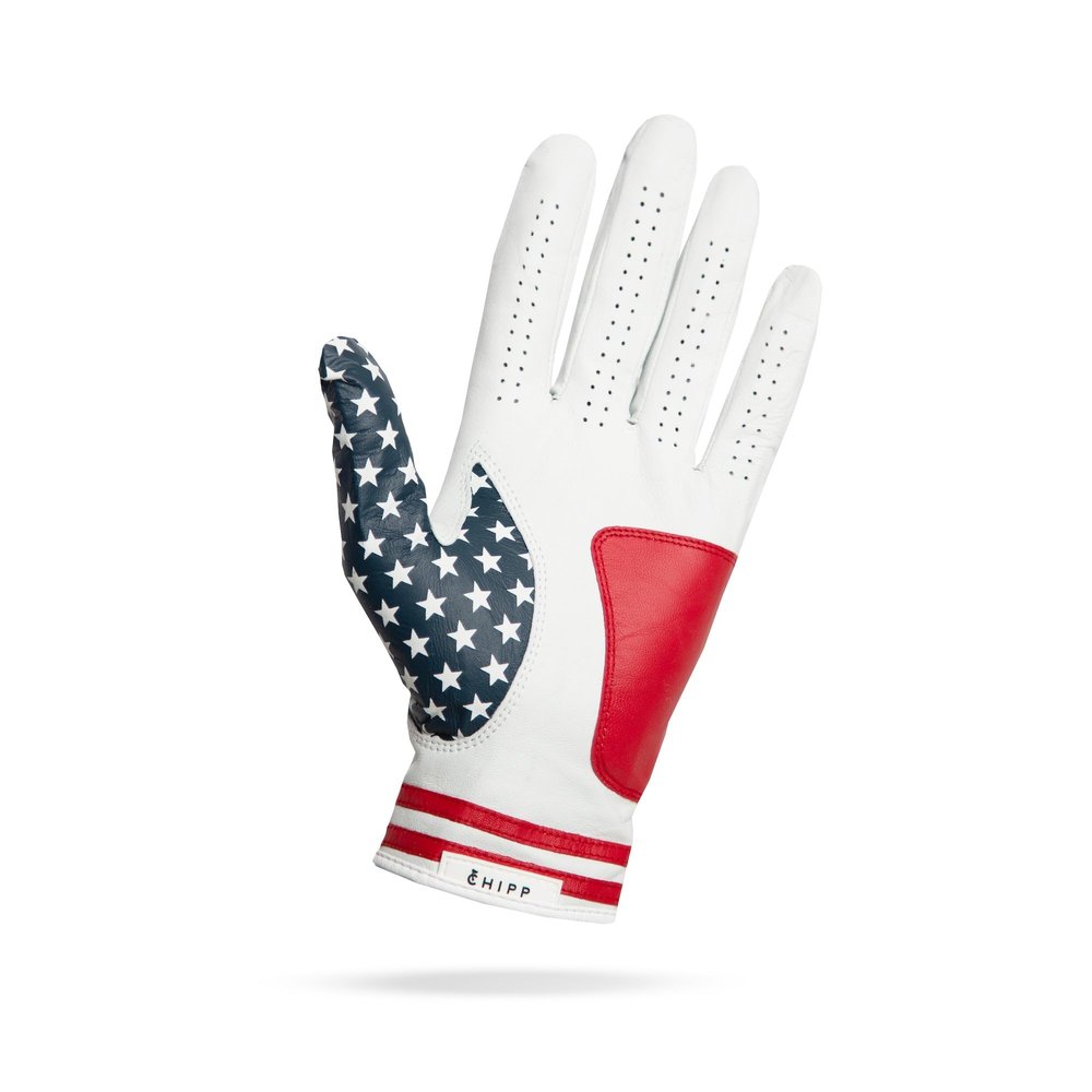 Chipp Golf Cabretta Leather Golf Glove, Premium Grade AAA Cabretta Tour Glove, Mens Right Hand  Stars & Stripes, Size Large