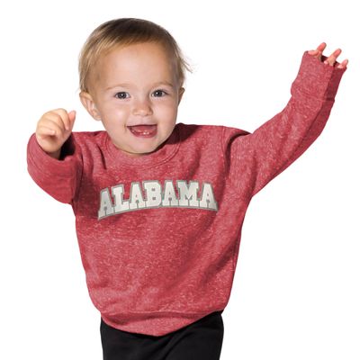 Little King NCAA Infant Boys and Girls Crewneck Knobby Sweatshirt With Tackle Twill Letters-Team Colors-Alabama-Heathered Crimson-12 Months