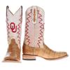 Vaccari Men's Parker Top Grid Stitching & University of Oklahoma Sooners Embroidery Genuine Tan Alligator Tail Broad Square Toe Cowboy Boots - 9.5 EE view 2