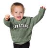 Little King NCAA Infant Boys and Girls Crewneck Knobby Sweatshirt With Tackle Twill Letters-Team Colors-Michigan State-Heathered Dark Green-6 Months view 1