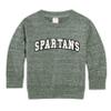 Little King NCAA Infant Boys and Girls Crewneck Knobby Sweatshirt With Tackle Twill Letters-Team Colors-Michigan State-Heathered Dark Green-6 Months view 3