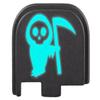 NDZ Performance Glow-in-The-Dark Aluminum Slide Cover Back Plate for Glock 43 43X 48  Grim Reaper Baby, Blue Glow view 1
