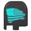 NDZ Performance Glow-in-The-Dark Aluminum Slide Cover Back Plate for Glock 43 43X 48  Tattered US Flag, Blue Glow view 1