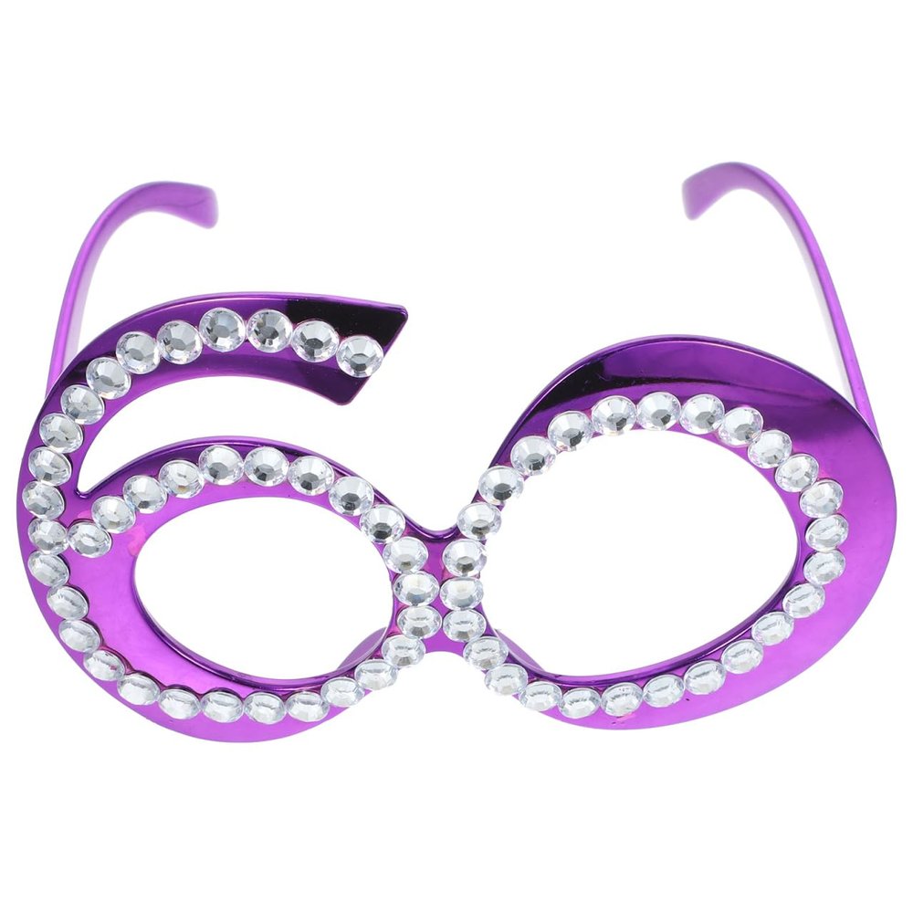 Abaodam 60Th Birthday Glasses for Adults Rhinestone Number Eyewear Lightweight Plastic Frame Novelty Party Photo Prop for Anniversary Celebration