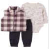 Carter's Baby Boys' 3 Piece Vest Set (Sherpa Plaid, 18 Months) view 1