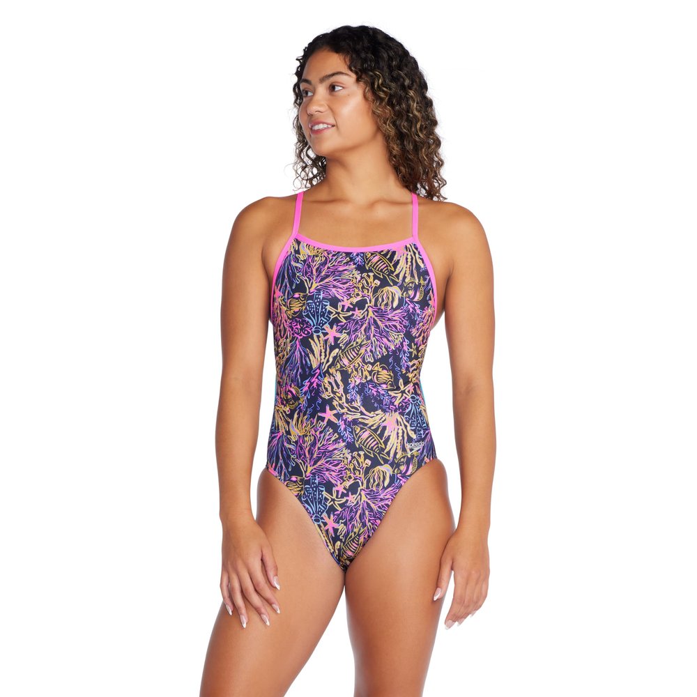 Speedo 80034561535326 Printed Tri Back 1Pc Electric Current - Candy Vibe 26