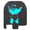 NDZ Performance Glow-in-The-Dark Aluminum Slide Cover Back Plate for Glock 43 43X 48  Panda with Guns, Blue Glow view 1