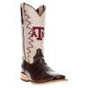 Vaccari Men's Parker Top Grid Stitching & Texas A&M Embroidery Genuine Mocha Alligator Tail Broad Square Toe Cowboy Boots - 8.5 EE view 1