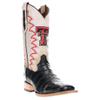 Vaccari Men's Parker Top Grid Stitching & Texas Tech Red Raiders Embroidery Genuine Black Alligator Tail Broad Square Toe Cowboy Boots - 8 EE view 1