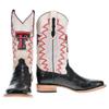 Vaccari Men's Parker Top Grid Stitching & Texas Tech Red Raiders Embroidery Genuine Black Alligator Tail Broad Square Toe Cowboy Boots - 8 EE view 2