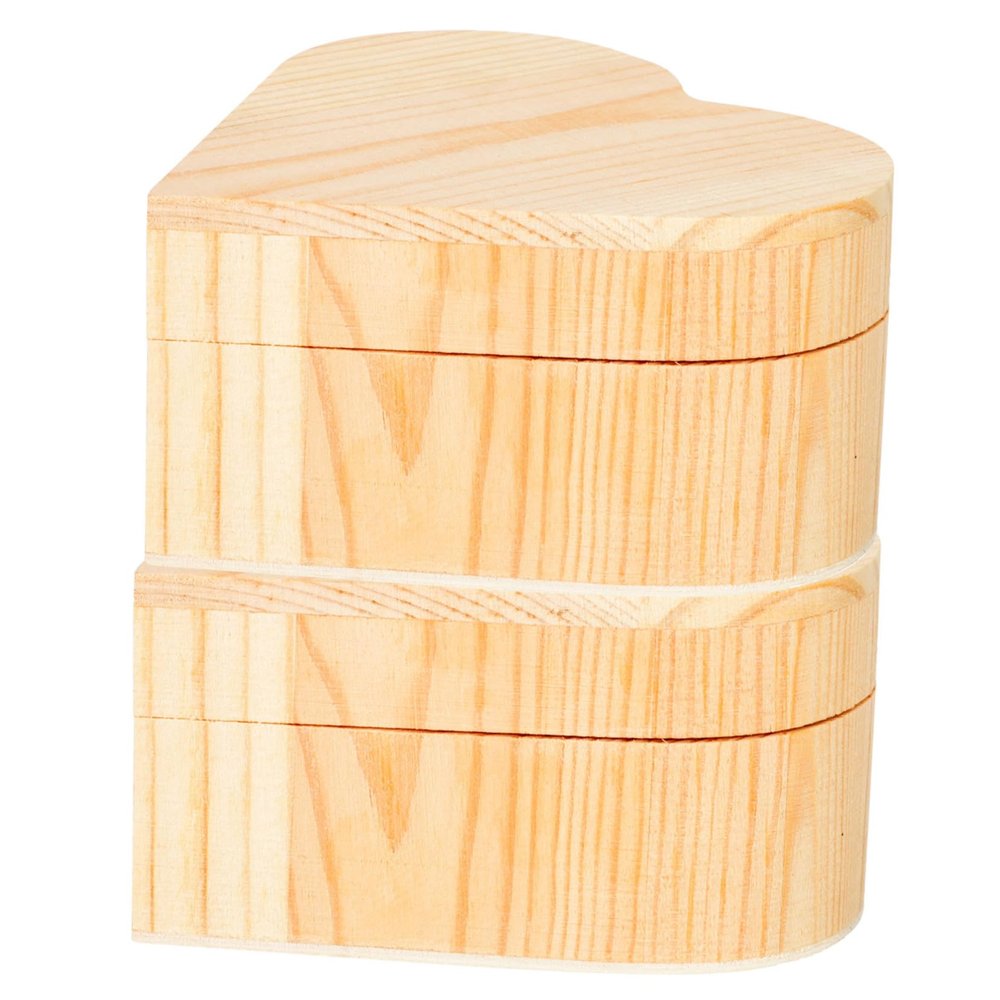 PACKOVE 2pcs Wooden Heart Shaped Jewelry Box Decorative Storage Case for Earrings Necklaces and Bracelets for Valentine Day Birthdays and Anniversaries