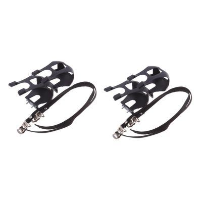 BESPORTBLE 4pcs - Toe Clips with Straps for Road and Mountain Biking Plastic Foot Pedal Straps for Enhanced Safety and Performance