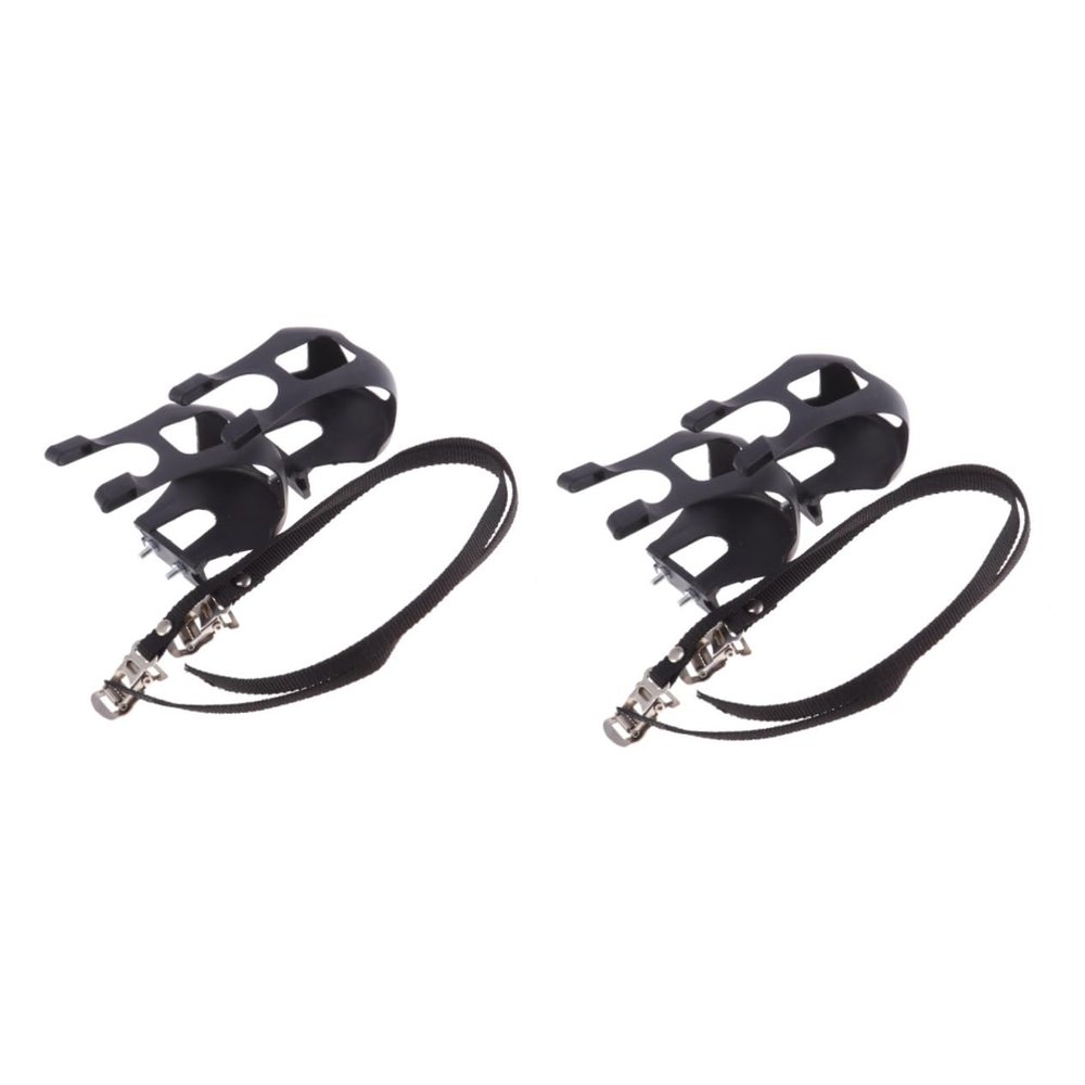 BESPORTBLE 4pcs - Toe Clips with Straps for Road and Mountain Biking Plastic Foot Pedal Straps for Enhanced Safety and Performance