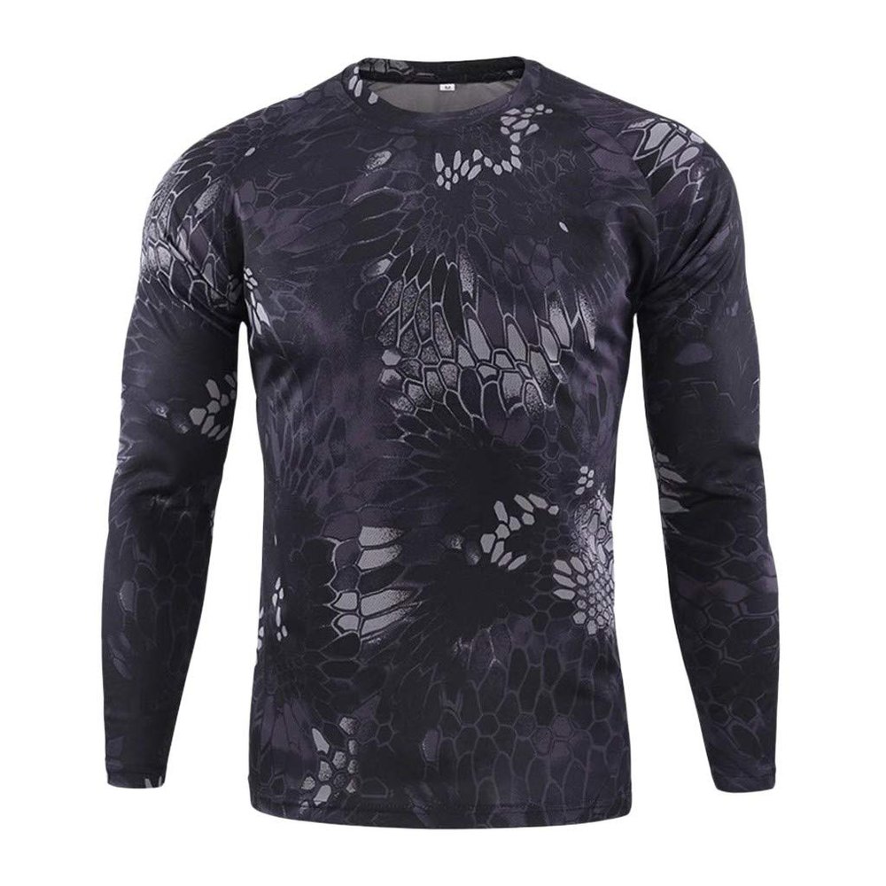 ZYXTIM Men's Hiking Shirts Waterproof Dry Fit Athletic T-Shirts SPF Long Sleeve Safari Shirts Outdoor Work Swim Fishing Tops Black