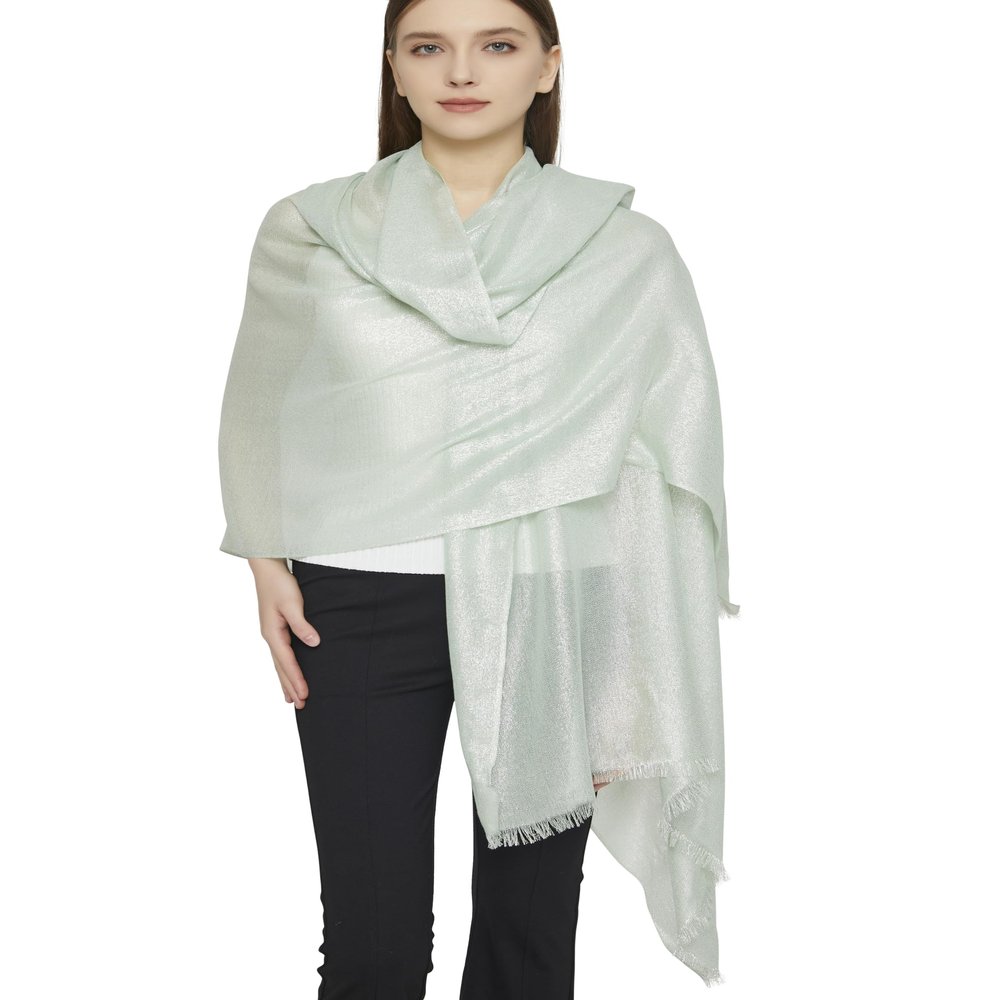 PANTONIGHT Women's Sparkling Metallic Evening Shawl Lightweight Wedding Shawl Extra Large Dressy Shawls and Wraps for Party (Mint Green 2525)