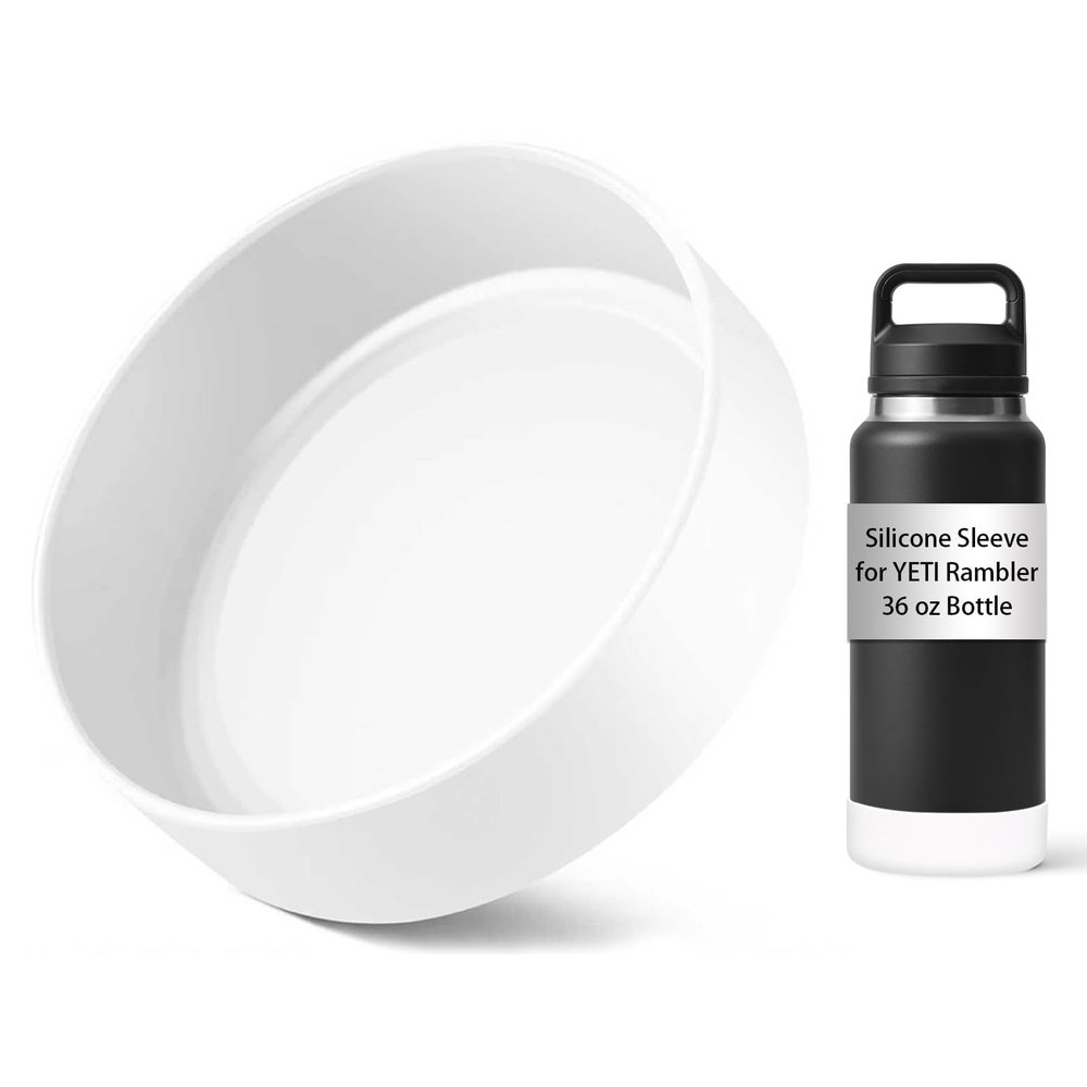 VGHNQ Silicone Sleeve for YETI Rambler Water Bottles, Bottom Boot for YETI 36 OZ, Rubber Boot Cover for Yeti Water Bottle Accessories (White, Fits YETI 36 OZ Rambler Bottle)