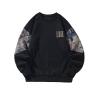 GMOYD Mens Bear Embroidered Sweatshirt Vintage Patchwork Sweatshirts Long Sleeve Pullover Tops, Black, X-Large view 1