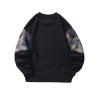 GMOYD Mens Bear Embroidered Sweatshirt Vintage Patchwork Sweatshirts Long Sleeve Pullover Tops, Black, X-Large view 3