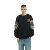 GMOYD Mens Bear Embroidered Sweatshirt Vintage Patchwork Sweatshirts Long Sleeve Pullover Tops, Grey, Medium view 2