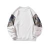 GMOYD Mens Bear Embroidered Sweatshirt Vintage Patchwork Sweatshirts Long Sleeve Pullover Tops, Grey, Medium view 3